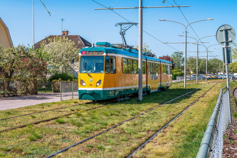 Spårvagn 2 som går i närheten av boendet